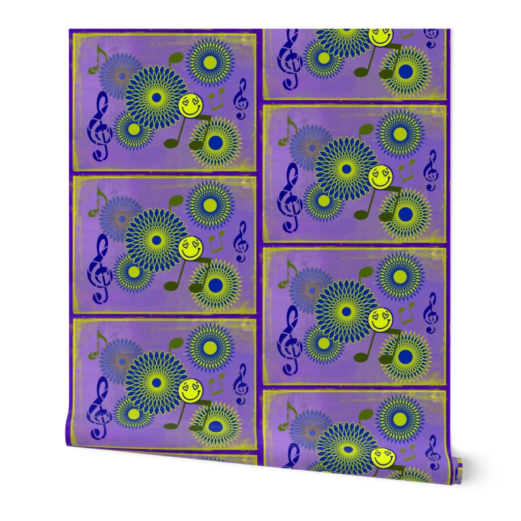 MDZ7 - Medium -  Musical Daze Tiles in Lavender and Chartreuse 