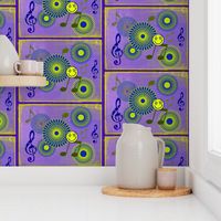 MDZ7 - Medium -  Musical Daze Tiles in Lavender and Chartreuse 