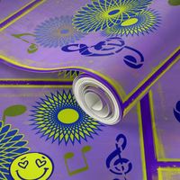 MDZ7 - Medium -  Musical Daze Tiles in Lavender and Chartreuse 