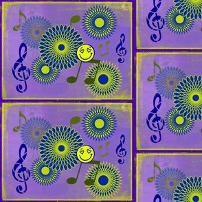 MDZ7 - Medium -  Musical Daze Tiles in Lavender and Chartreuse 