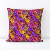 FUSION DIAGONAL STRIPES RAINBOW CANDY PARADISE original  fuchsia purple yellow gold