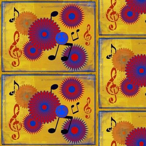 MDZ10 - Medium -  Musical Daze Tiles in Gold, Red and Blue