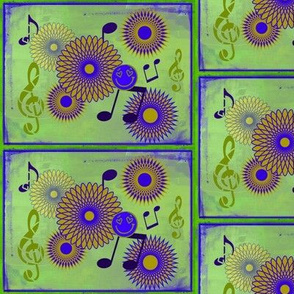 MDZ11 - Medium - Musical Daze Tiles in Artichoke Green, Blue and Gold