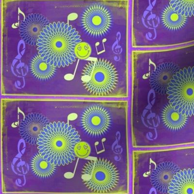 MDZ12 - Medium - Musical Daze Tiles  in Purple, Blue and Chartreuse 