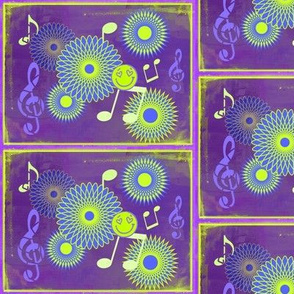 MDZ12 - Medium - Musical Daze Tiles  in Purple, Blue and Chartreuse 