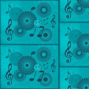 MDZ13 - Medium - Musical Daze Tiles in Turquoise and Aqua