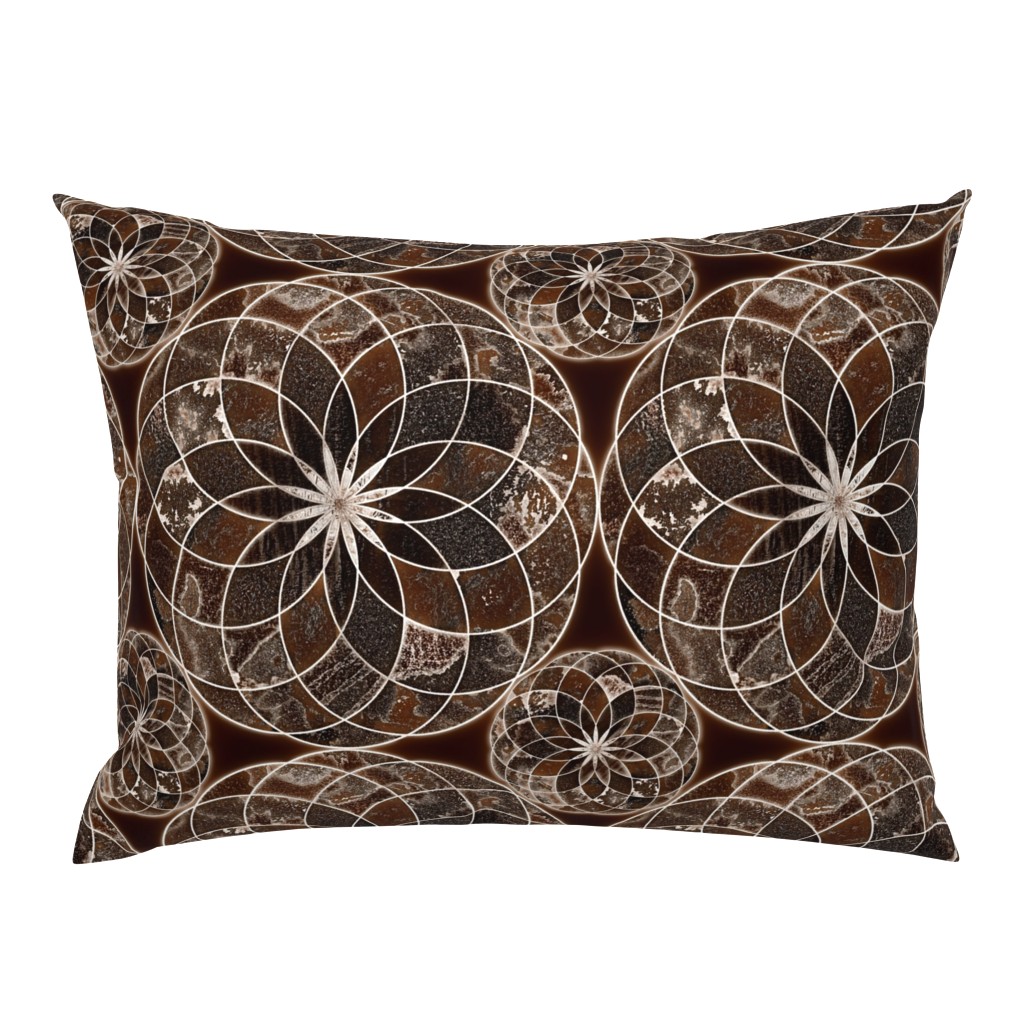 MANDALA FLOWER Large BROWN AND WHITE EARTH TONES