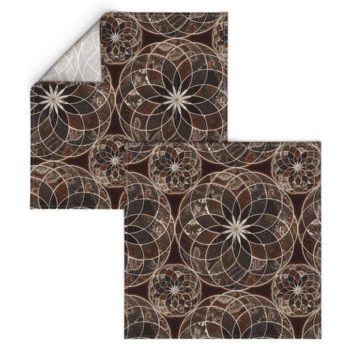 MANDALA FLOWER Large BROWN AND WHITE EARTH TONES