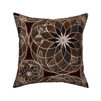 MANDALA FLOWER Large BROWN AND WHITE EARTH TONES