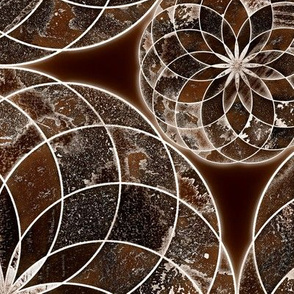 MANDALA FLOWER Large BROWN AND WHITE EARTH TONES