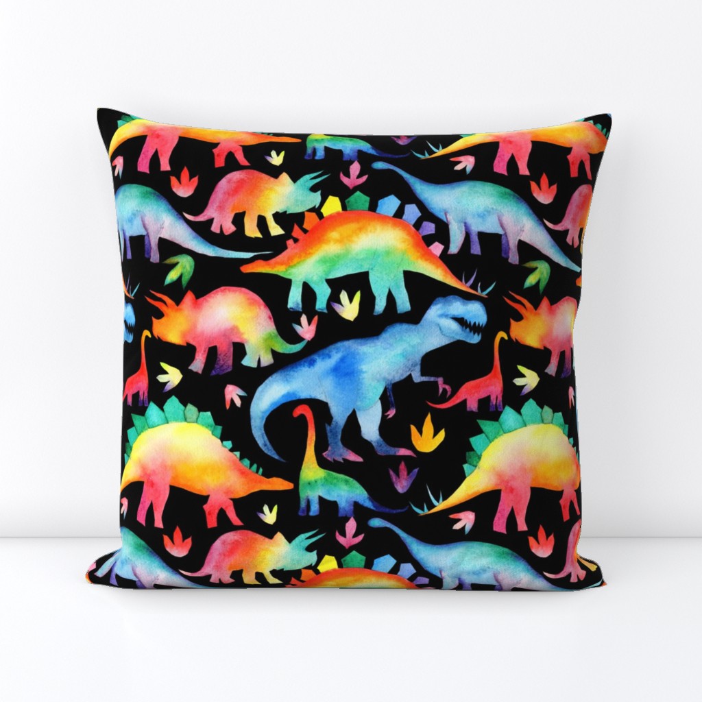 Rainbow Dinosaurs - black - larger scale