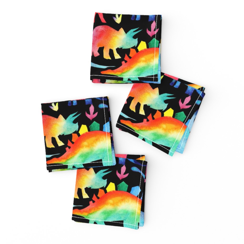 Rainbow Dinosaurs - black - larger scale