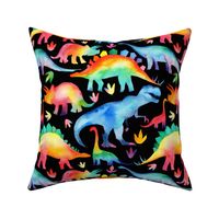 Rainbow Dinosaurs - black - larger scale