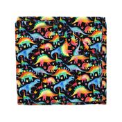 Rainbow Dinosaurs - black - larger scale