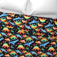 Rainbow Dinosaurs - black - larger scale