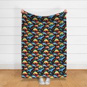 Rainbow Dinosaurs - black - larger scale