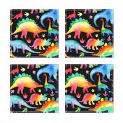 Rainbow Dinosaurs - black - larger scale