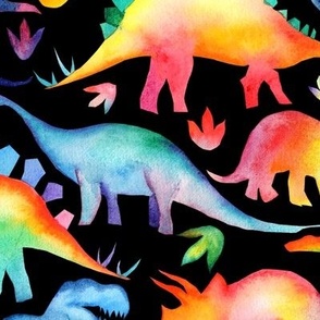 Rainbow Dinosaurs - black - larger scale