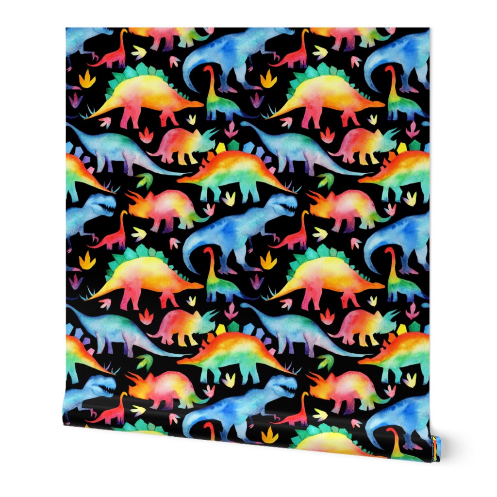 Rainbow Dinosaurs - black - smaller scale