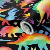 Rainbow Dinosaurs - black - smaller scale