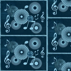 MDZ28 - Large - Musical Daze Tiles in Teal Blue Medley 
