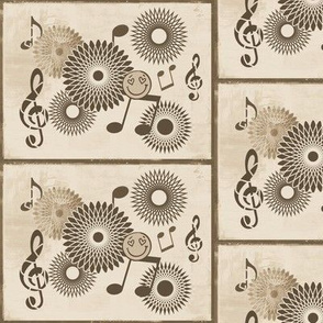 MDZ29 - Large - Musical Daze Tiles in Brown and Ecru