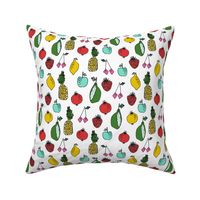 fruits fabric // fruit summer tropical fruits pineapple strawberry fruits design - white