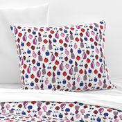 fruits fabric // fruit summer tropical fruits pineapple strawberry fruits design - purple and blue