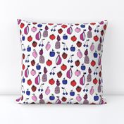 fruits fabric // fruit summer tropical fruits pineapple strawberry fruits design - purple and blue