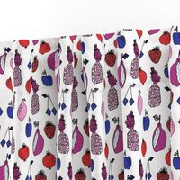 fruits fabric // fruit summer tropical fruits pineapple strawberry fruits design - purple and blue