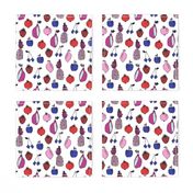 fruits fabric // fruit summer tropical fruits pineapple strawberry fruits design - purple and blue