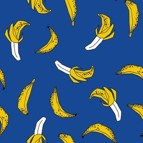 bananas fabric // banana summer fruit hand-drawn pattern illustration by andrea lauren - bright blue