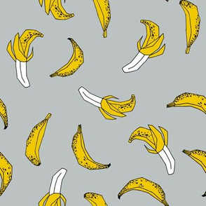 bananas fabric // banana summer fruit hand-drawn pattern illustration by andrea lauren - grey