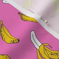 bananas fabric // banana summer fruit hand-drawn pattern illustration by andrea lauren - pink