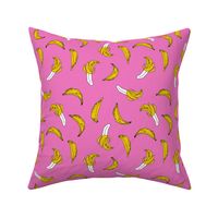bananas fabric // banana summer fruit hand-drawn pattern illustration by andrea lauren - pink