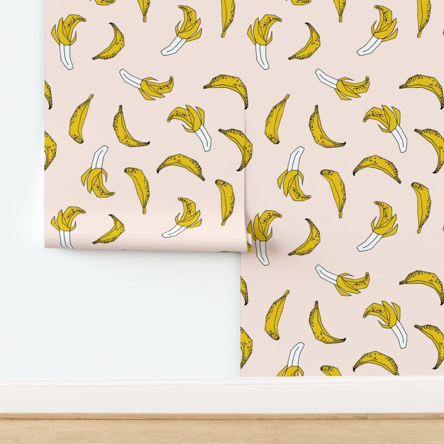 bananas fabric // banana summer fruit hand-drawn pattern illustration by andrea lauren - champagne