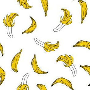 bananas fabric // banana summer fruit hand-drawn pattern illustration by andrea lauren - white