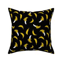 bananas fabric // banana summer fruit hand-drawn pattern illustration by andrea lauren - black