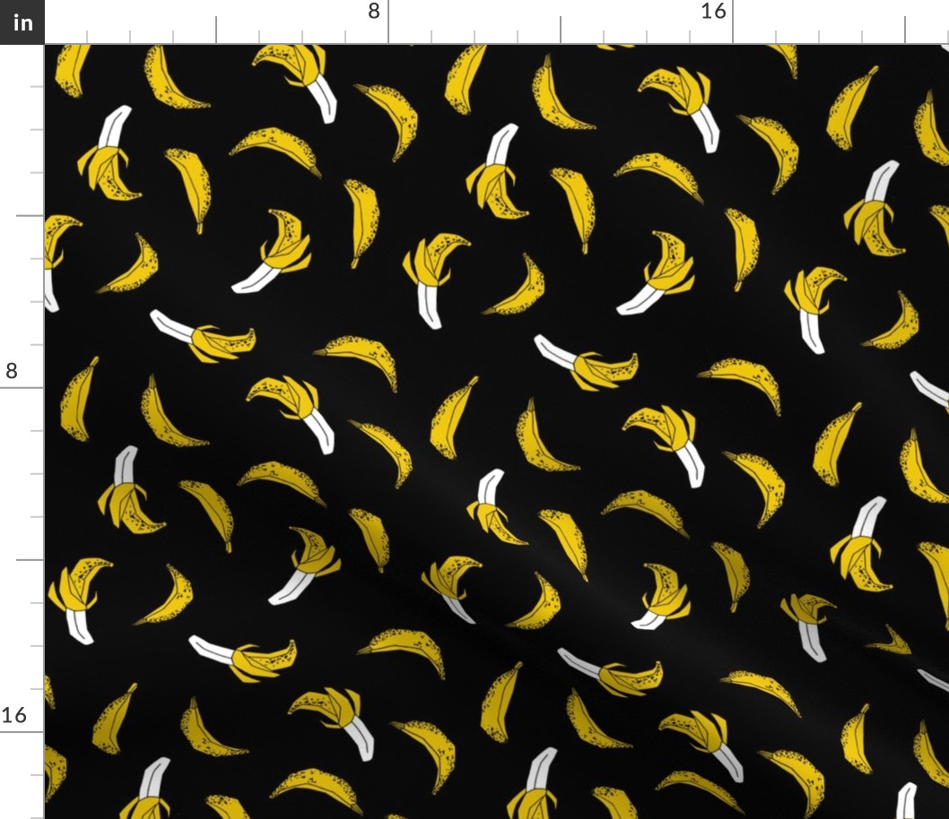 bananas fabric // banana summer fruit hand-drawn pattern illustration by andrea lauren - black
