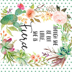 42"x36" / Floral Frame is approx. 34"x41" / Though She Be Little Quote Blanket