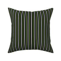 Ferny Glade Vertical Stripes - Wide Black Ribbons with Ferny Green and Snowy White