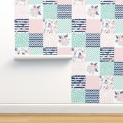 cheater quilt fabric girls fabric pink mint and navy floral cheater fabric