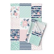 cheater quilt fabric girls fabric pink mint and navy floral cheater fabric