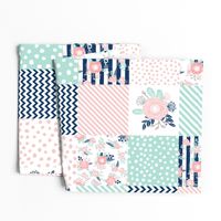 cheater quilt fabric girls fabric pink mint and navy floral cheater fabric