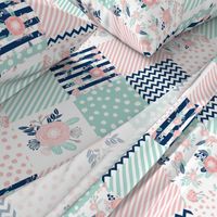 cheater quilt fabric girls fabric pink mint and navy floral cheater fabric