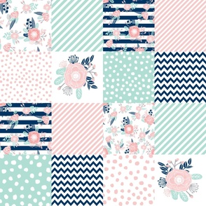 cheater quilt fabric girls fabric pink mint and navy floral cheater fabric