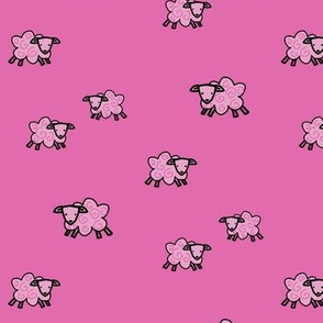 Cute Pink Fluffy Sheep
