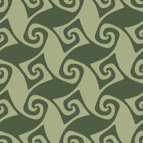 spiral trellis in olive and sage