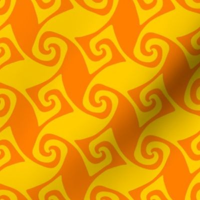 spiral trellis - saffron yellow and orange