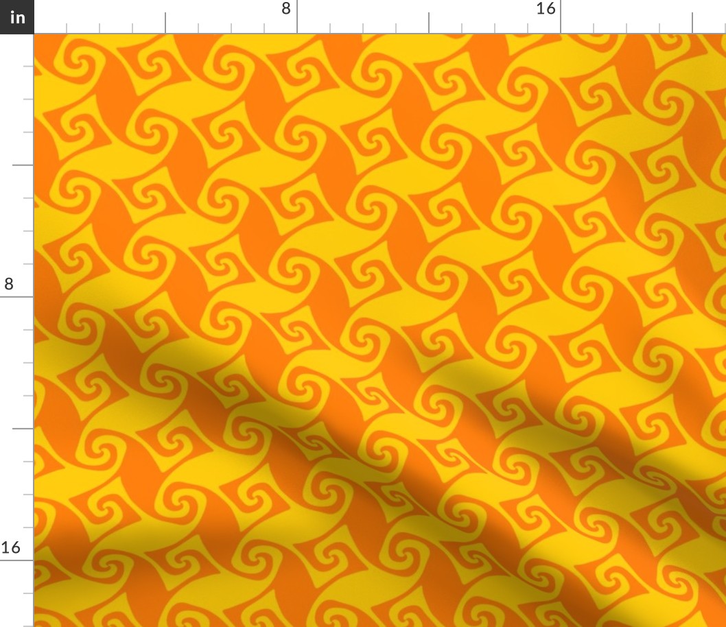 spiral trellis - saffron yellow and orange